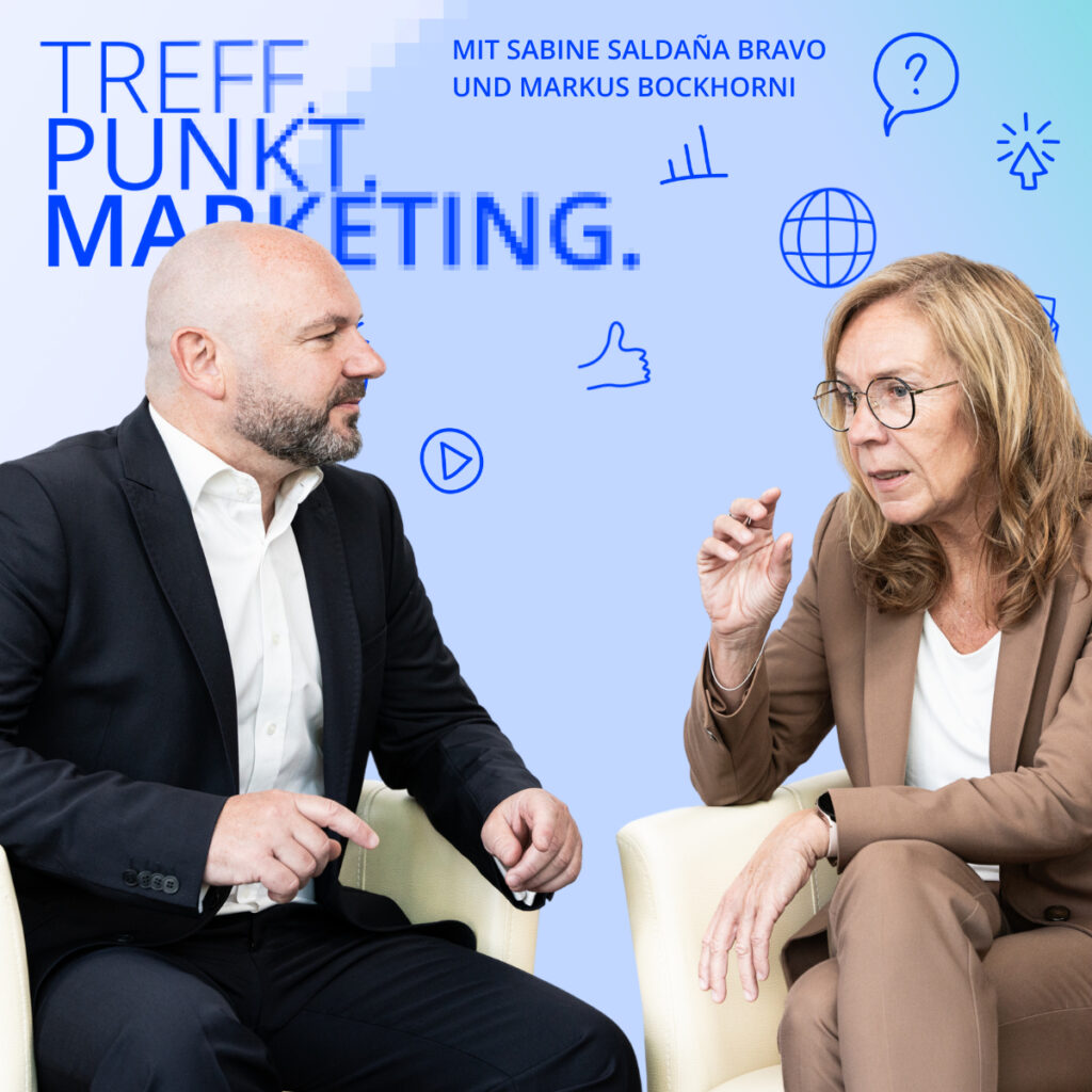 Podcast-Cover: TREFF.PUNKT Marketing Folge 12 - Bild mit den Moderatoren Sabine und Markus