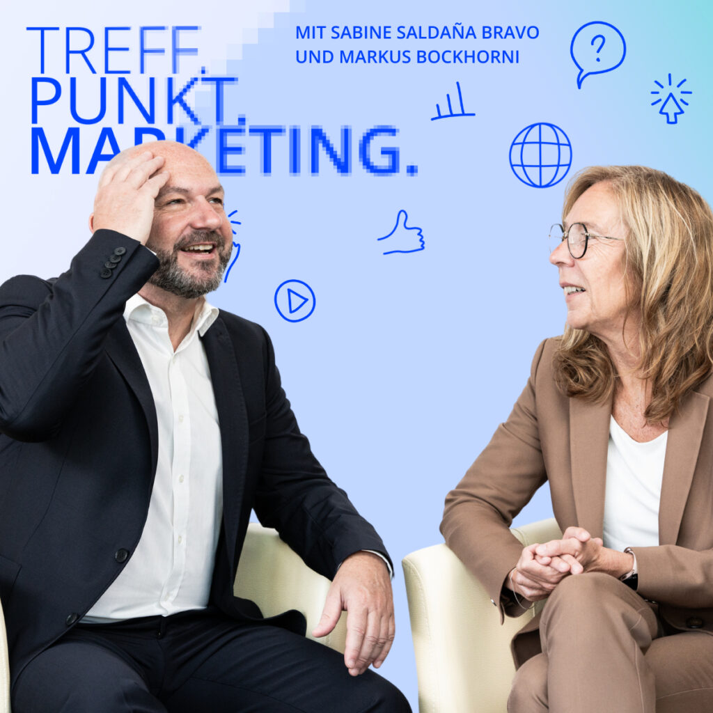 Podcast-Cover: TREFF.PUNKT Marketing Folge 15 - Bild mit den Moderatoren Sabine und Markus