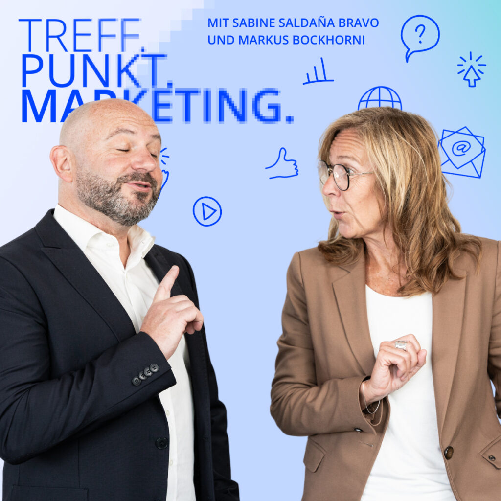 Podcast-Cover: TREFF.PUNKT Marketing Folge 17 - Bild mit den Moderatoren Sabine und Markus