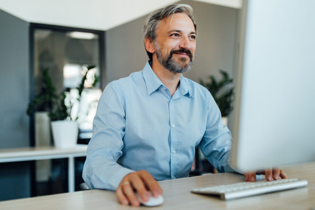 Business-Szene mit Mann zum Download: Füllwörter
