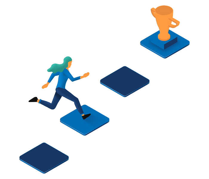 Clipart: Marken- und Brand-Management - Frau auf Stufen zum Ziel