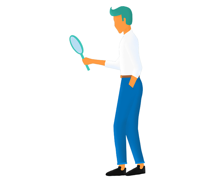 Clipart: SEO - Mann mit Lupe