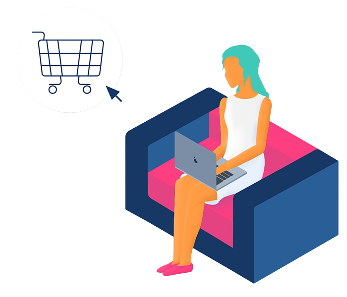 Clipart: eCommerce - Frau mit Laptop