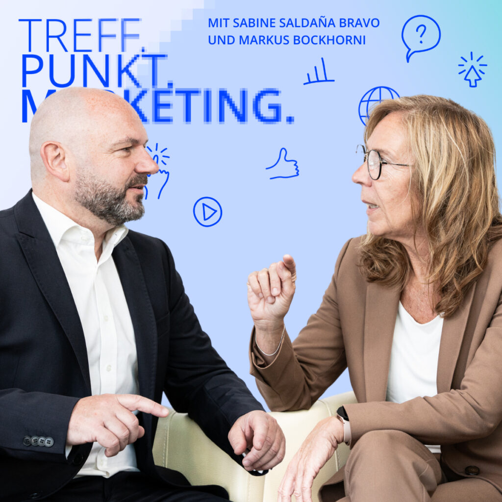 Podcast-Cover: TREFF.PUNKT Marketing Folge 25 - Bild mit den Moderatoren Sabine und Markus