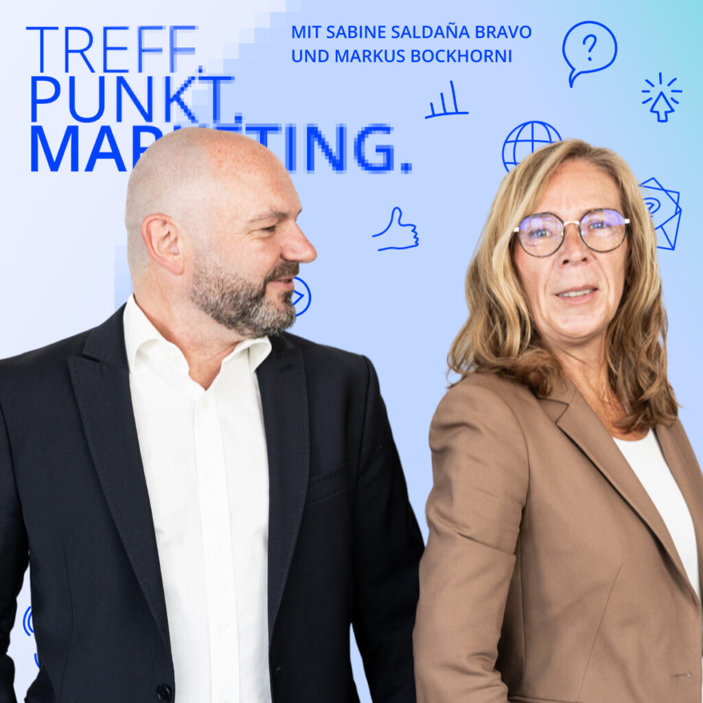 Podcast-Cover: TREFF.PUNKT Marketing Folge 27 - Bild mit den Moderatoren Sabine und Markus