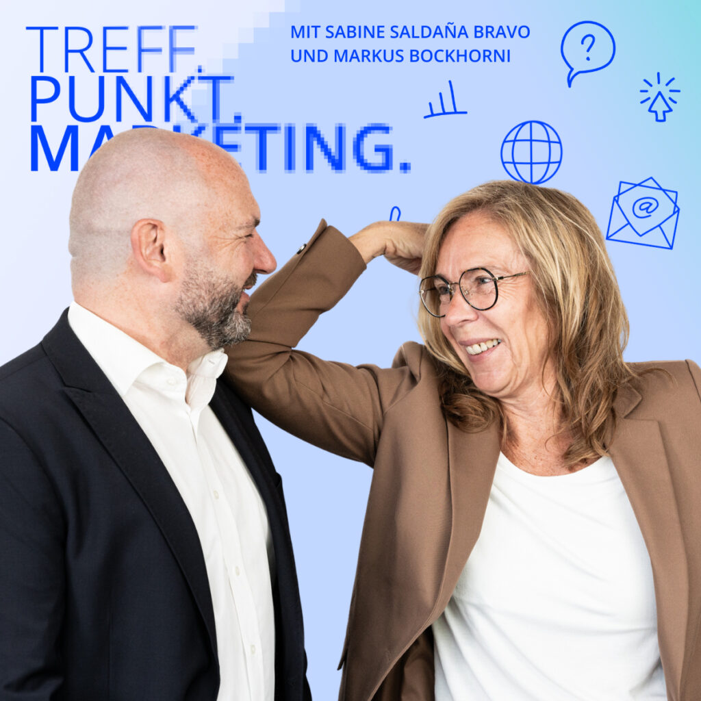 Podcast-Cover: TREFF.PUNKT Marketing Folge 29 - Bild mit den Moderatoren Sabine und Markus