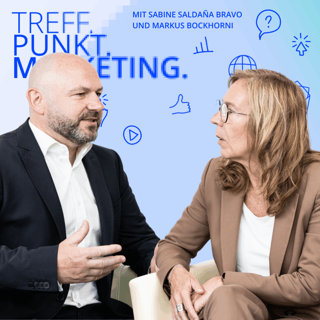 Podcast-Cover: TREFF.PUNKT Marketing Folge 30 - Bild mit den Moderatoren Sabine und Markus