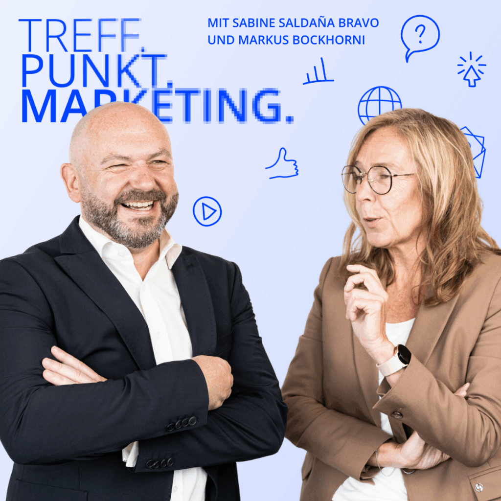Podcast-Cover: TREFF.PUNKT Marketing Folge 37 - Bild mit den Moderatoren Sabine und Markus