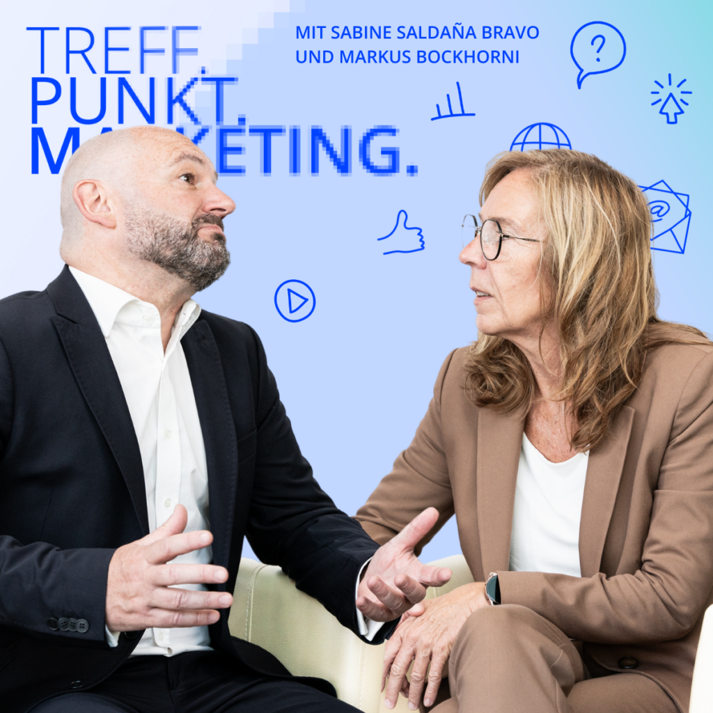 Podcast-Cover: TREFF.PUNKT Marketing Folge 41 - Bild mit den Moderatoren Sabine und Markus