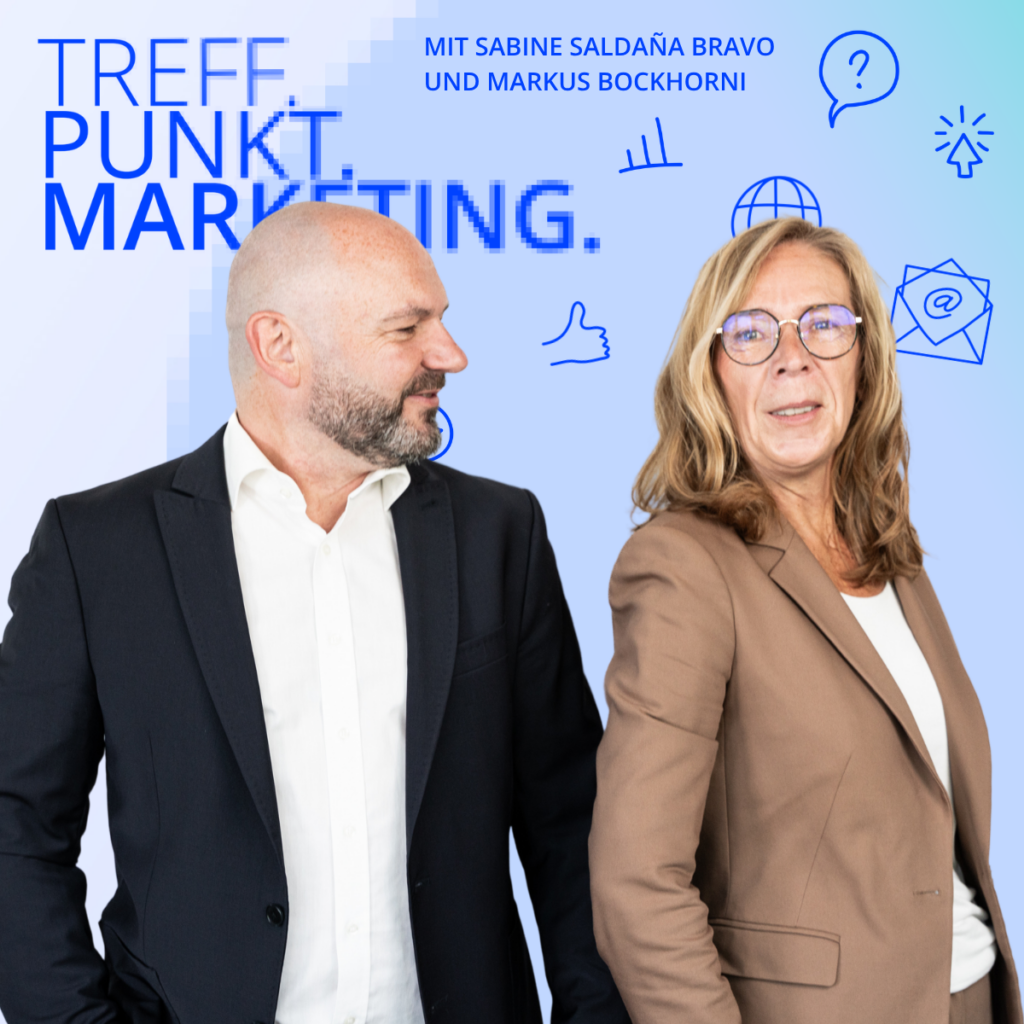 Podcast-Cover: TREFF.PUNKT Marketing Folge 46 - Bild mit den Moderatoren Sabine und Markus