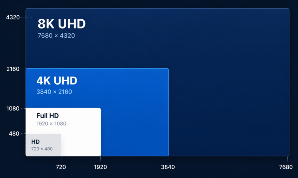 Videoformate und AuflĂśsungen: 8K, 4K, Full HD und HD im Ăberblick