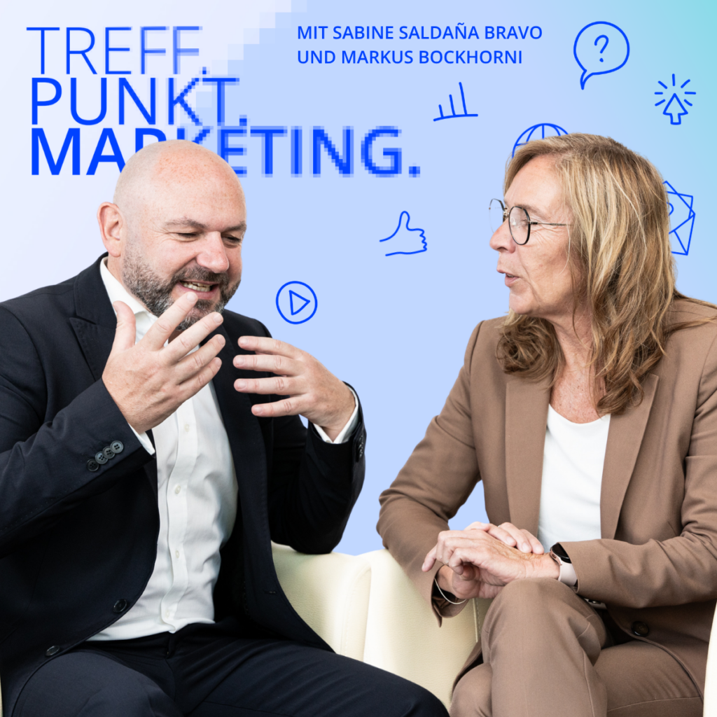 Podcast-Cover: TREFF.PUNKT Marketing Folge 47 - Bild mit den Moderatoren Sabine und Markus