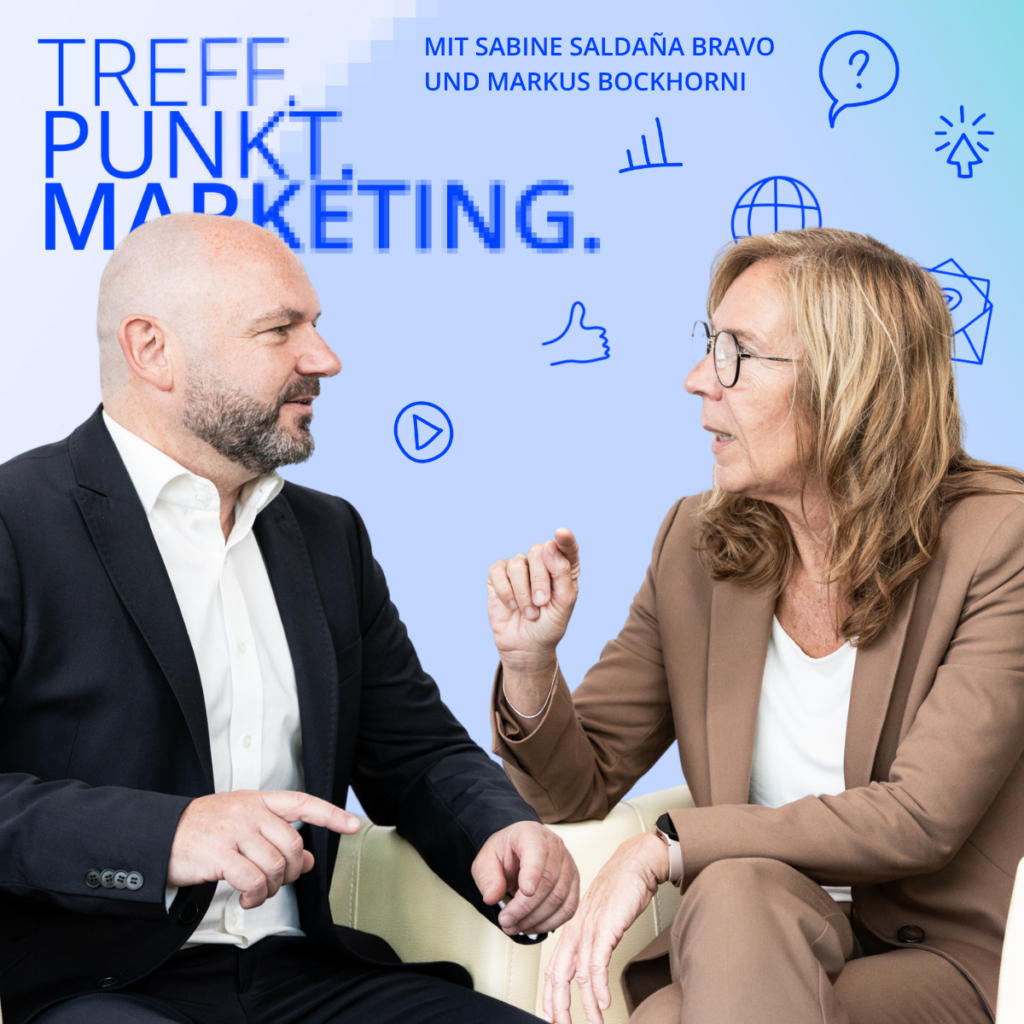 Podcast-Cover: TREFF.PUNKT Marketing Folge 48 - Bild mit den Moderatoren Sabine und Markus