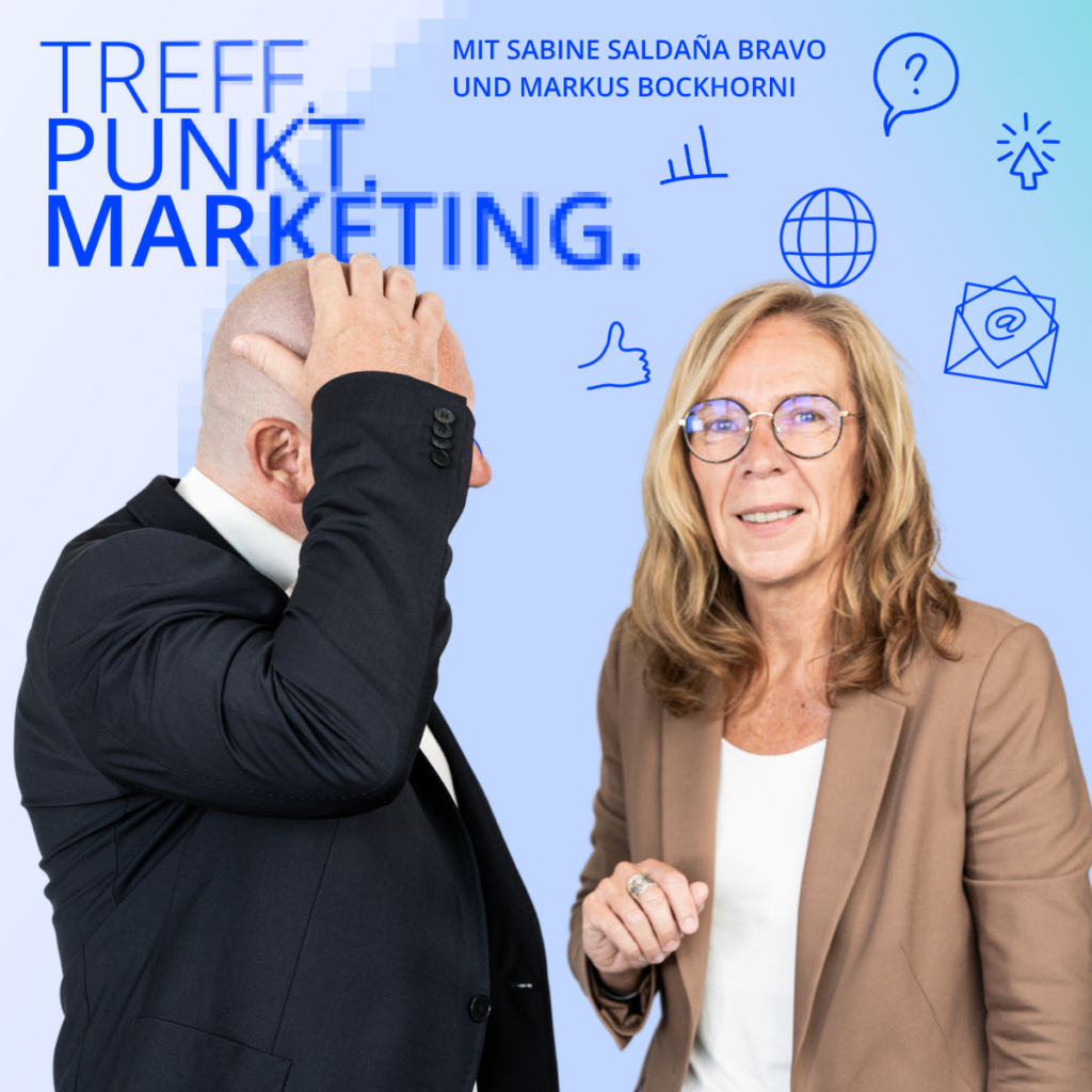 Podcast-Cover: TREFF.PUNKT Marketing Folge 51 - Bild mit den Moderatoren Sabine und Markus