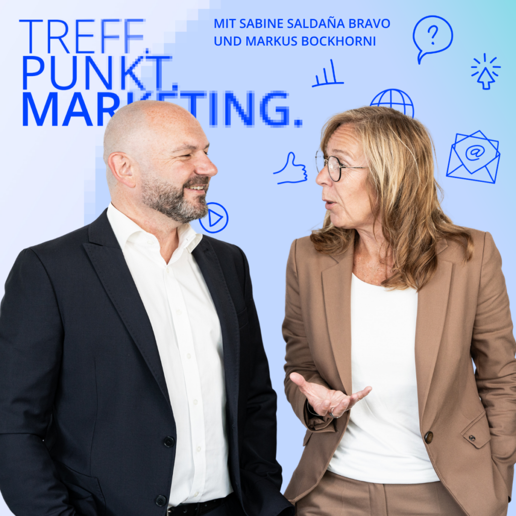 Podcast-Cover: TREFF.PUNKT Marketing Folge 53 - Bild mit den Moderatoren Sabine und Markus