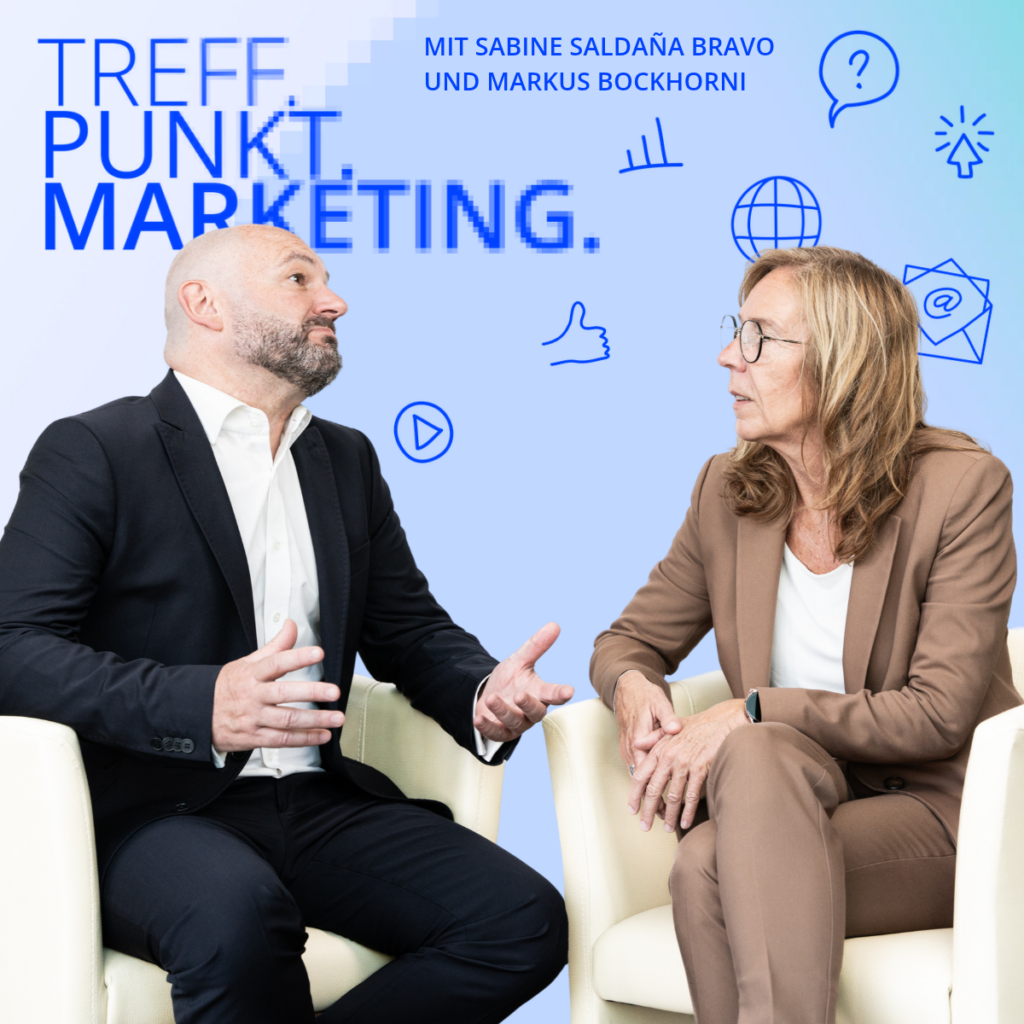 Podcast-Cover: TREFF.PUNKT Marketing Folge 54 - Bild mit den Moderatoren Sabine und Markus