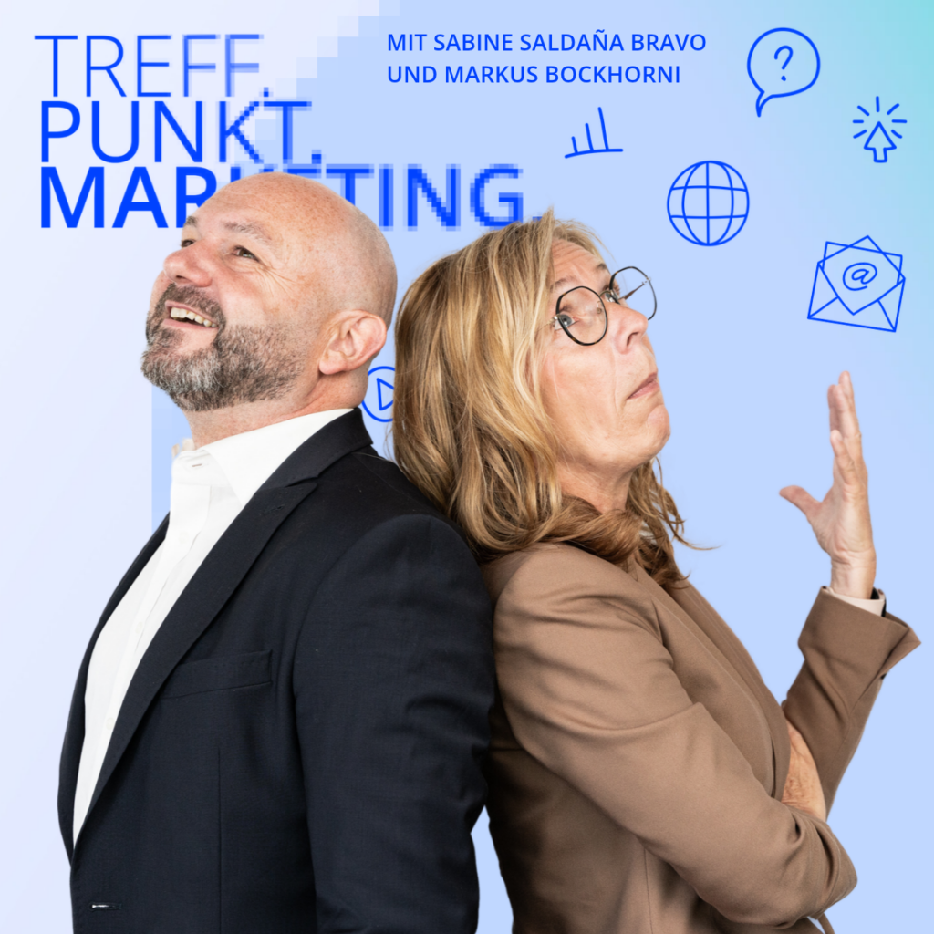 Podcast-Cover: TREFF.PUNKT Marketing Folge 55 - Bild mit den Moderatoren Sabine und Markus